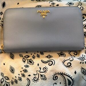Prada Gray Leather Women's Wallet